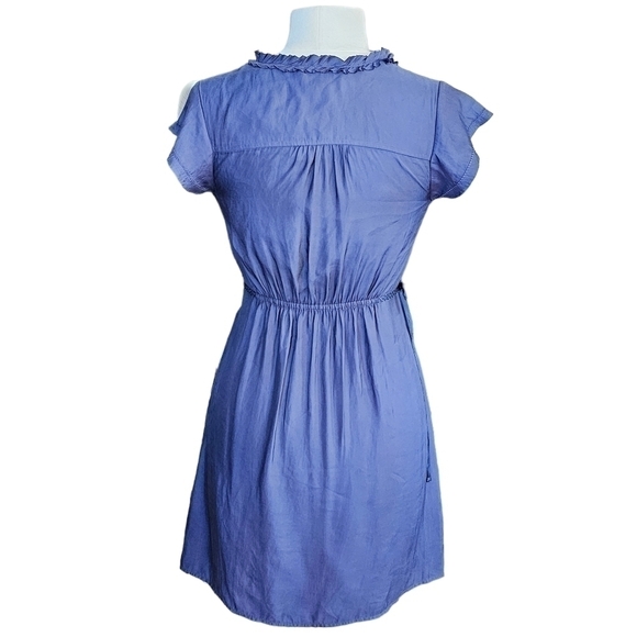 American Eagle Ruffle Short Sleeve Adjustable Waist Mini Dress Blue Size S - Picture 3 of 14